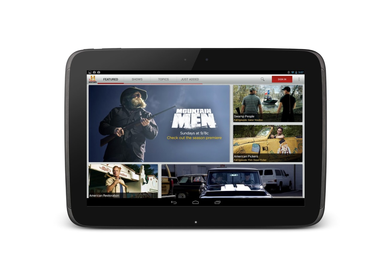 A&E, History Channel, Lifetime Begin Streaming To Android