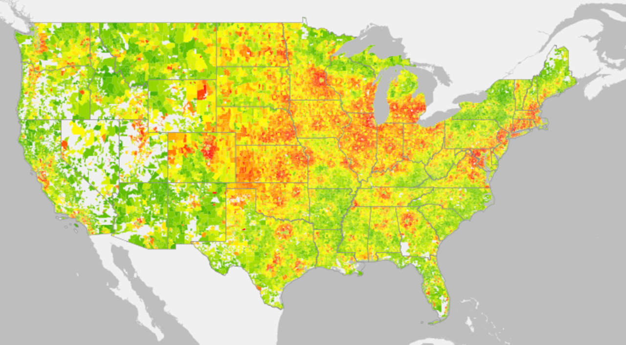 A Map Of The Carbon Footprint Of All 31,000 ZIP Codes In The U.S.