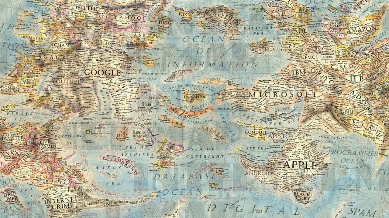 Navigate The Internet On This Stunning Antique Map Of The Online World