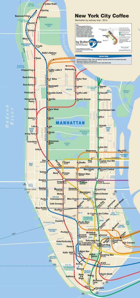 Extremely Useful! Maps Show Best Coffee Shops By Subway Stops