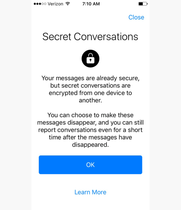 how do you send an encrypted message on facebook messenger