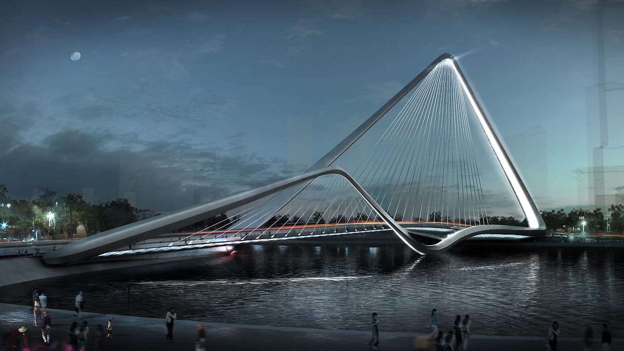 A Suspension Bridge Whose Double Arches Symbolize Prosperity