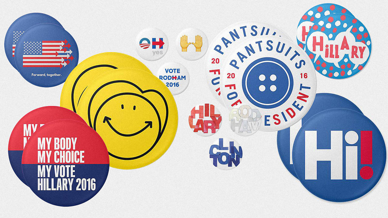 Hillary Clinton political campaign button pin 2016 Pop Art 
