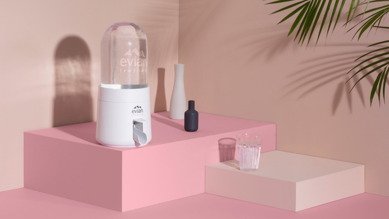 Evian's (re)new water jugs shrink as you drink the water