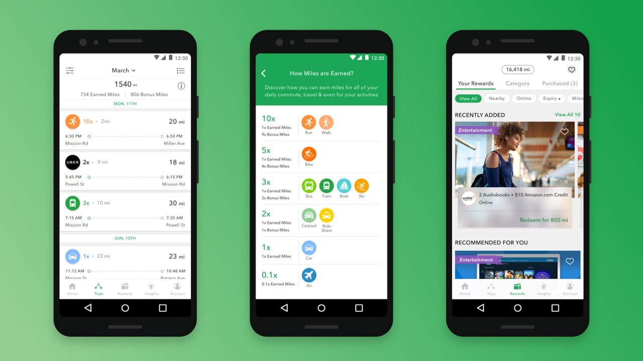 Miles lets you earn airplane miles for walking, biking, or scootering Miles lets you earn airplane miles for walking, biking, or scootering