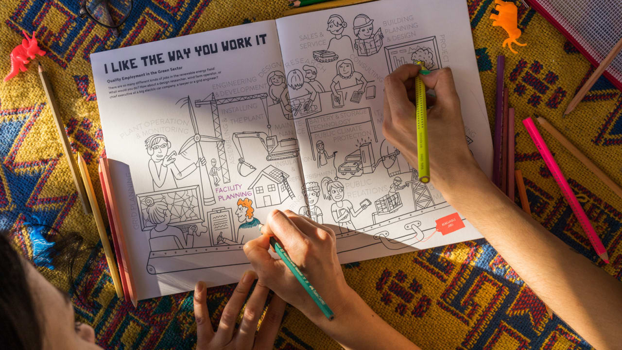 This climate change coloring book illustrates the energy future