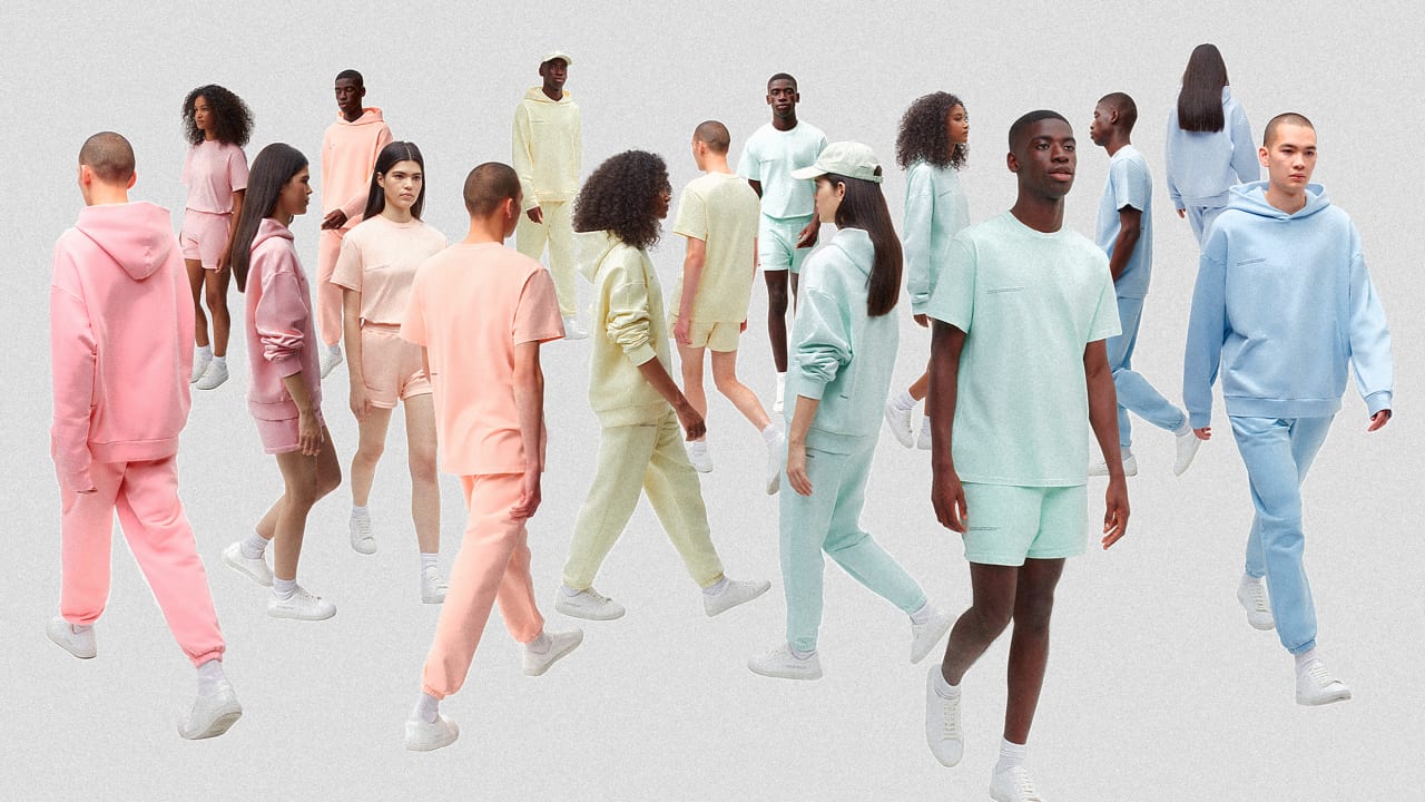 This pastel clothing is dyed with old scraps of fabric