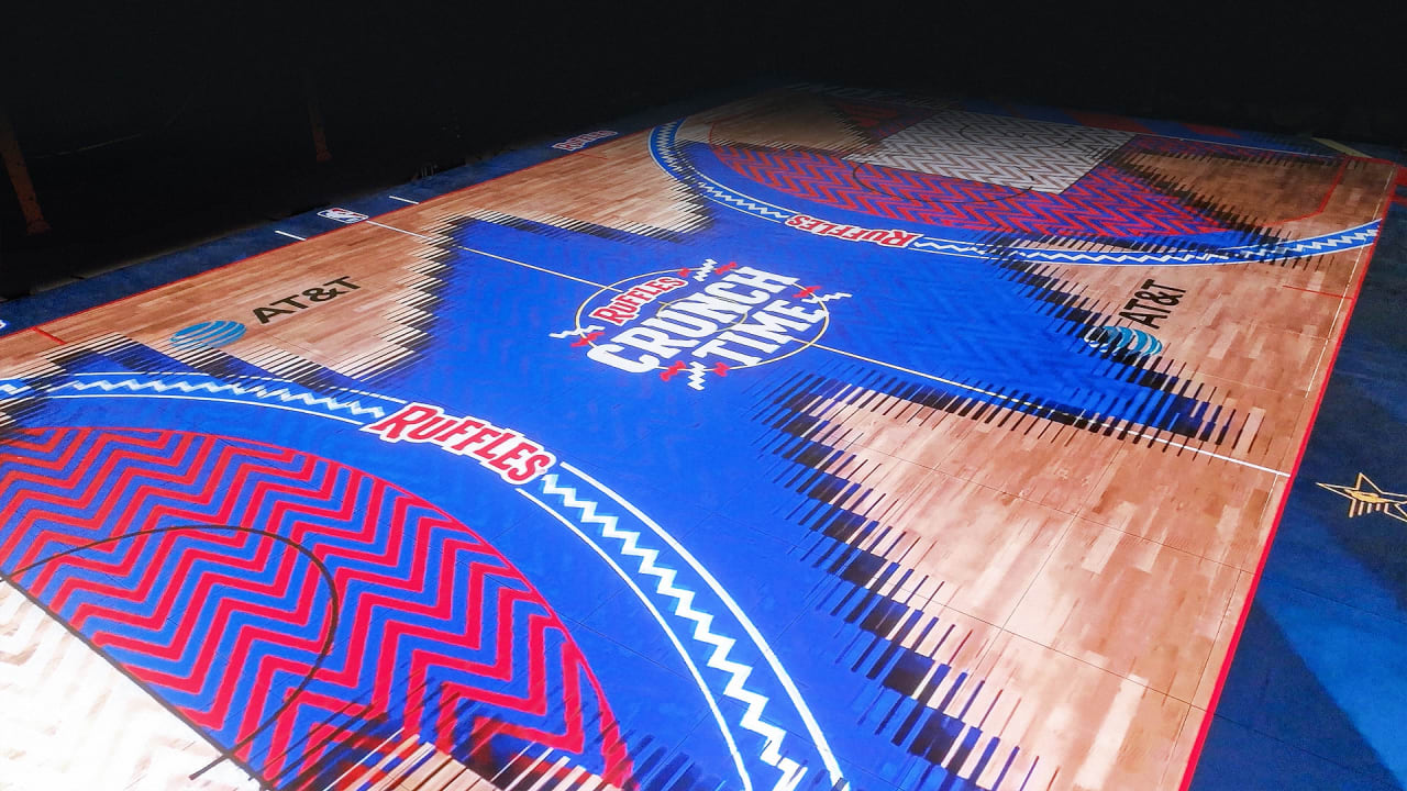 How the NBA built its glowing, 27-million-pixel floor for the NBA All-Star Game