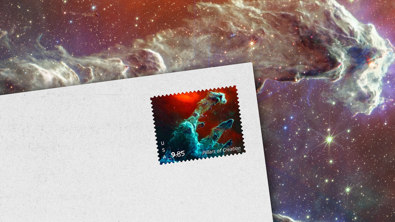 The USPS turned the James b Telescope images into 1inch stampss