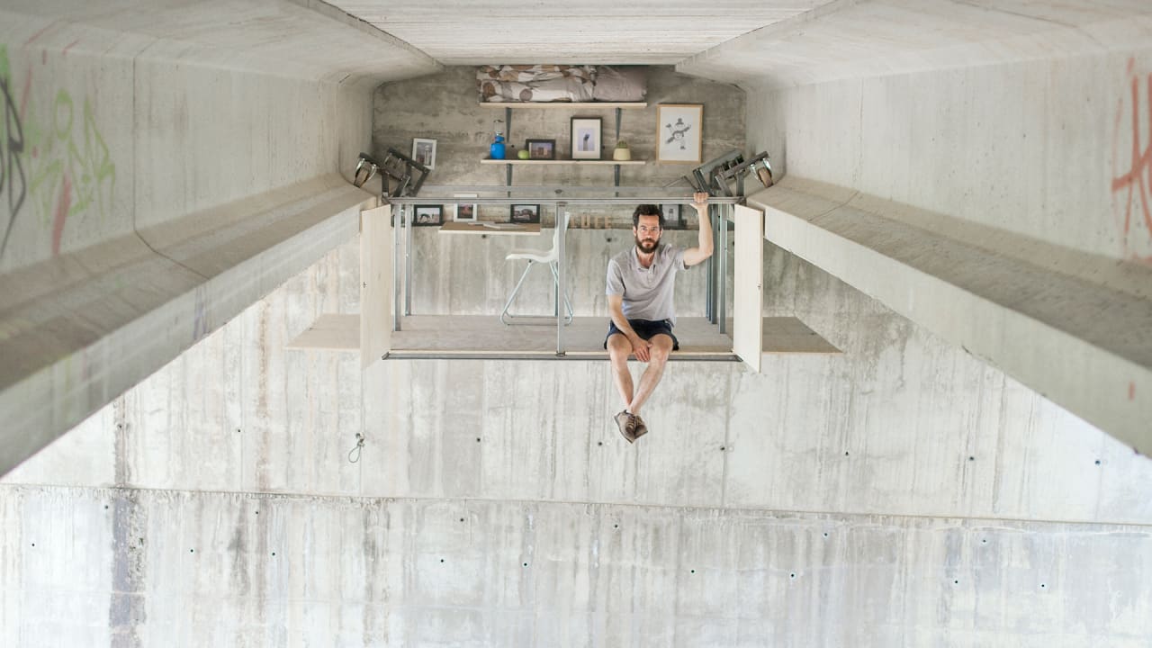 This Designer Built A Secret Studio That Hangs Beneath An Underpass