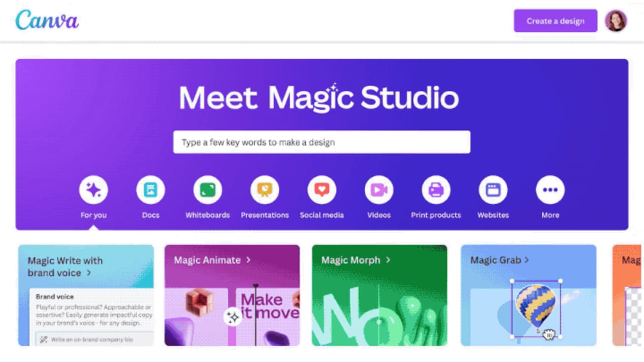 TechDogs-"Tool 5: Canva’s Magic Studio"-"A Screenshot Of The Dashboard Of Canva’s Magic Studio"