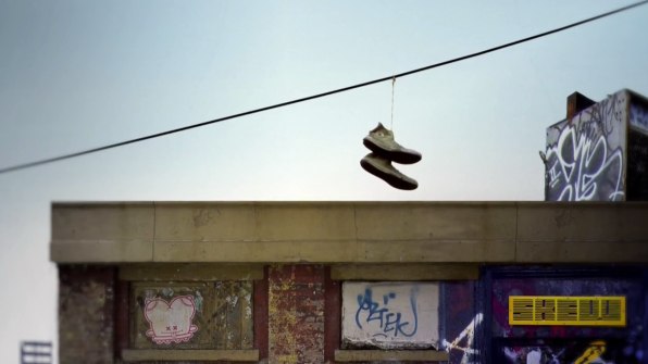 Sneakers hanging from Power Lines - HD v... | Stock Video | Pond5