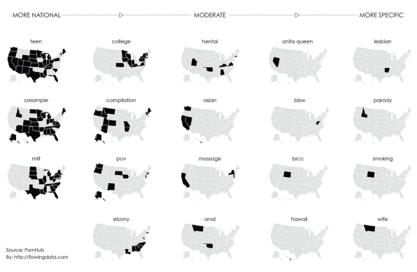 Porn Usa Chart - Infographic: Mapping The United States By Its Porn Searches