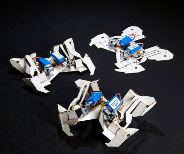 Microbots fold like origami to control their descent