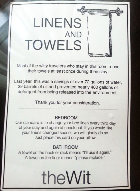 Hotel towel dilemma: Replace or reuse?