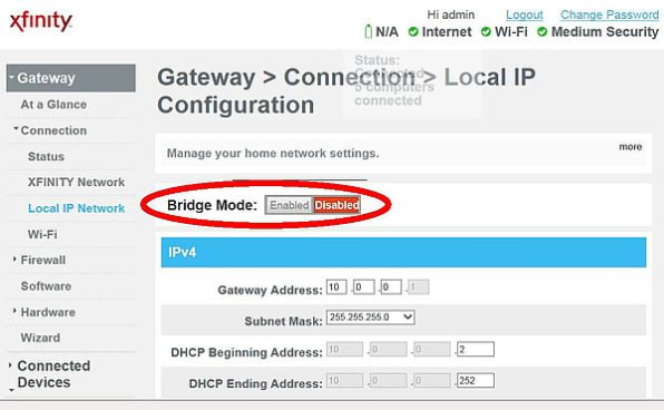 comcast router configuration