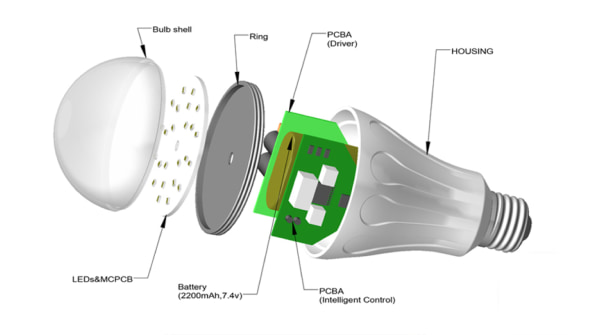 light bulb with battery inside