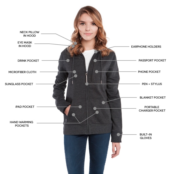 Travel hoodie with online pockets