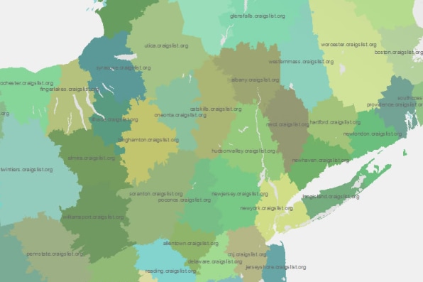 Map Of Craigslist Areas America, Charted According To Craigslist