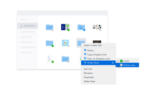 dropbox smart sync download files anyway