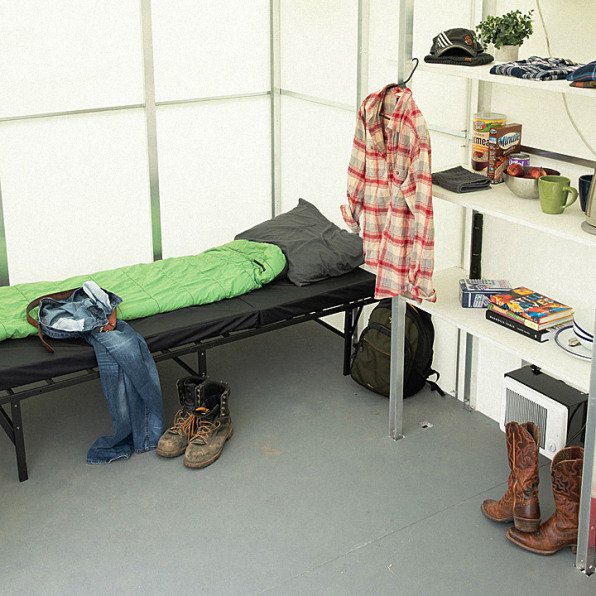Pallet shelters let cities offer quick housing to the homeless