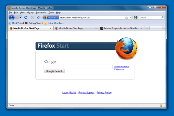 mozilla firefox start page