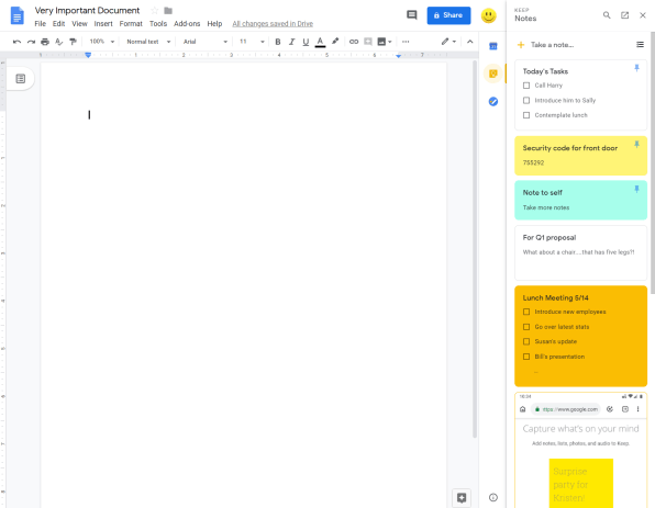 Show your Google Keep Notes in your Google Doc Sidebar