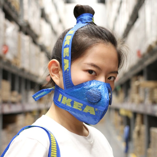 designer turns Yeezys and Ikea masks