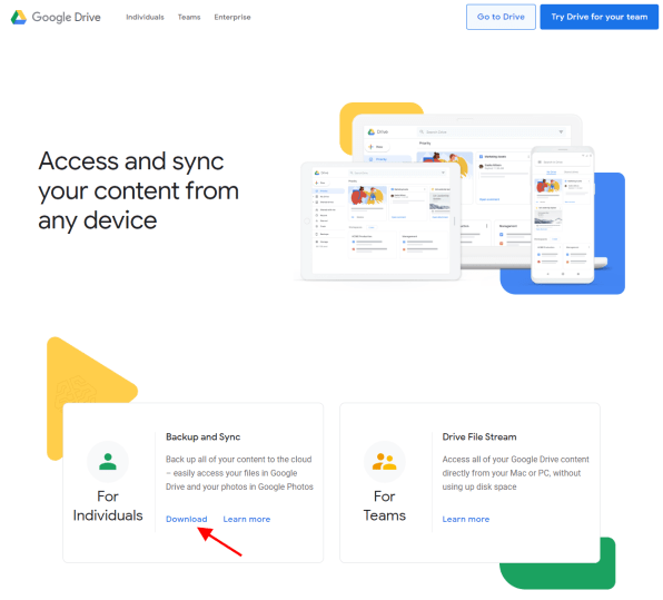 google drive sync download for pc