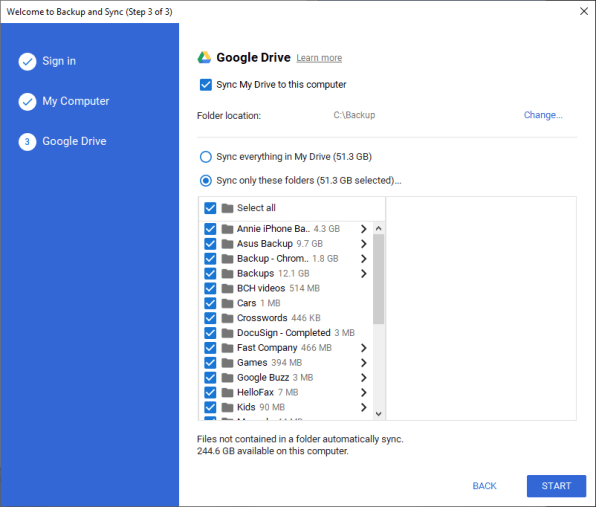 google drive backup and sync slow computer