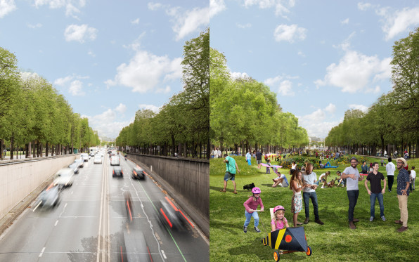 The Champs-Elysées reserved for pedestrians on Sunday, November 5, 2023 