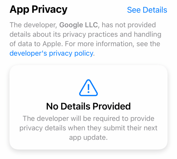 I 2 Googles Ios Apps Havent Been Updated In Weeks Apples Privacy Labels Could Be The Reason Why