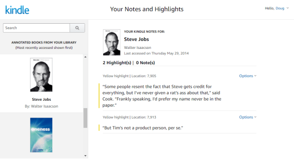 view kindle highlights online