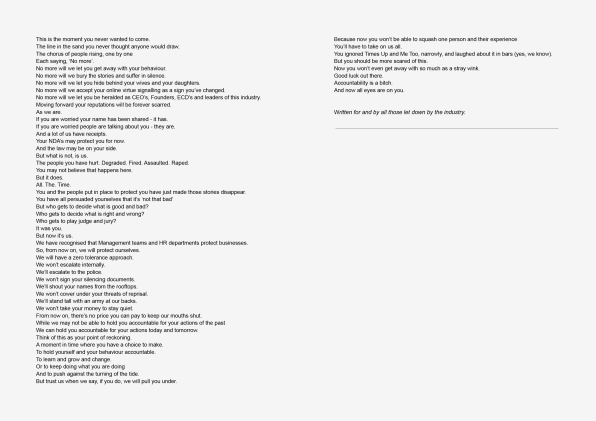 Disturbing letter details a culture of harassment and abuse in the ad 3 inline battle cry