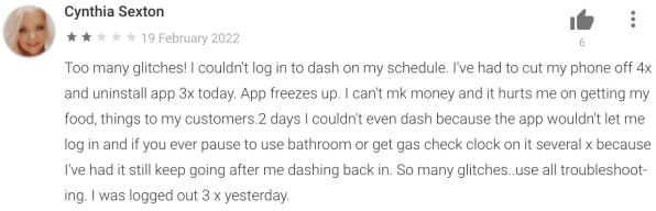 DoorDash app Google Play review