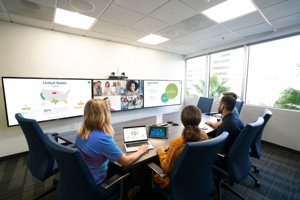Zoom Rooms brings a Zoom experience to in-office collaboration.