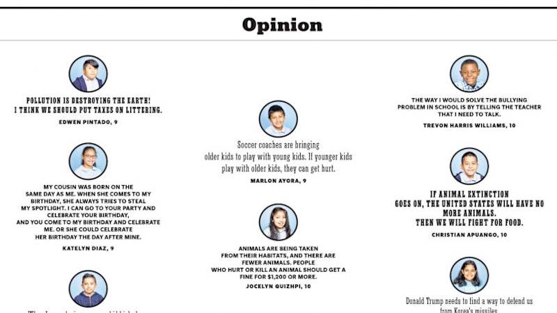 A detail of the Opinion page, from the first issue. [Image: courtesy The New York Times]
