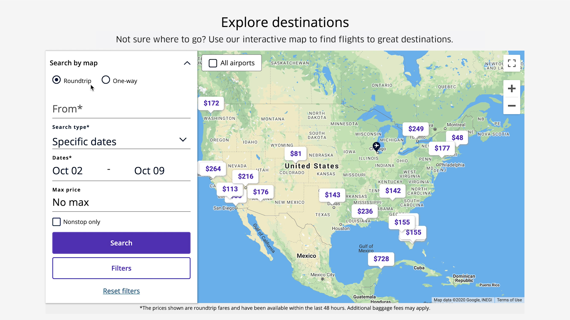 United Flight Map